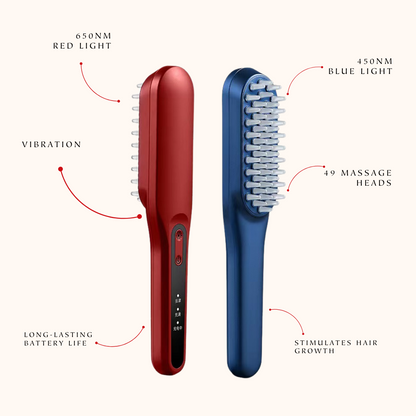 Red & Blue Light Therapy Vibrating Hairbrush