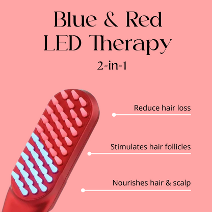 Red & Blue Light Therapy Vibrating Hairbrush