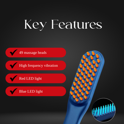 Red & Blue Light Therapy Vibrating Hairbrush